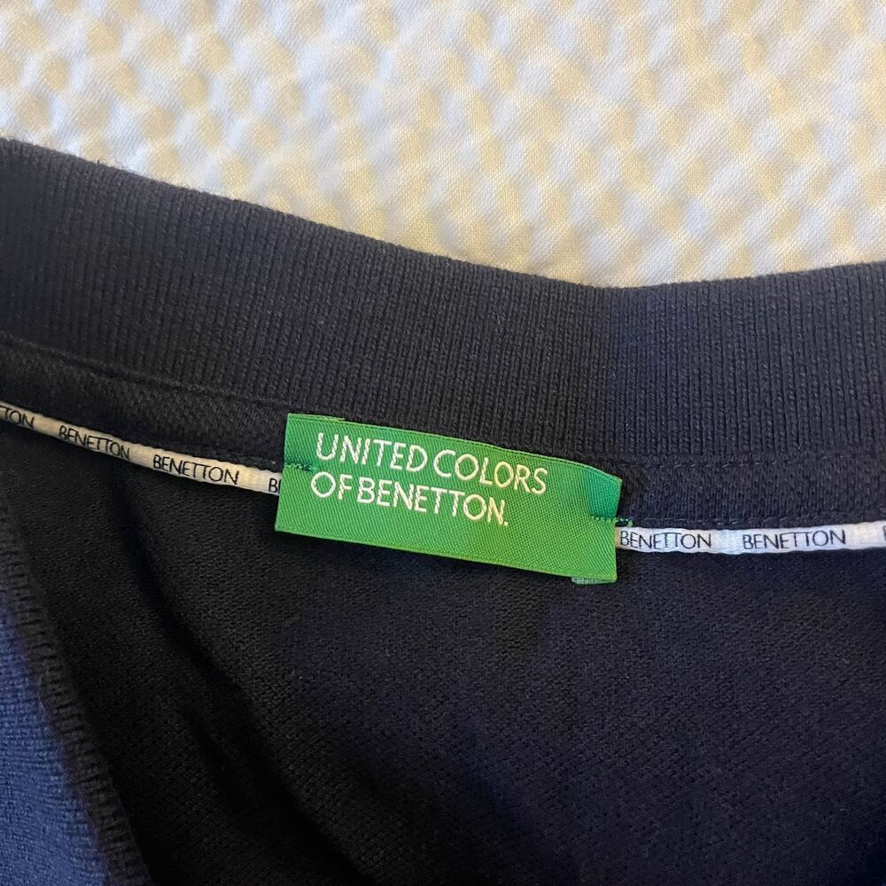 United Colors of Benetton Men’s Polo Shirt Navy Blue Floral Print Size L - Picture 9 of 9